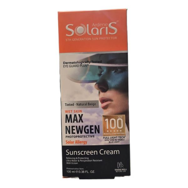 کرم ضد آفتاب SPF100 سولاریس آردن پوست حساس بژ طبیعی 100میلی لیتر