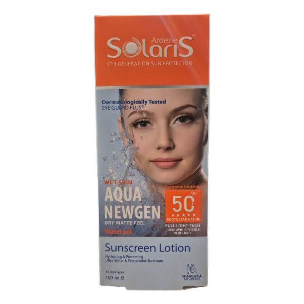 لوسیون ضد آفتاب فاقد چربی SPF50 انواع پوست بدون رنگ سولاریس آردن 100میلی لیتر