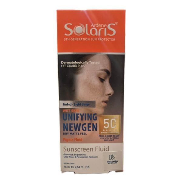 فلوئید ضد آفتاب SPF50 انواع پوست رنگی سولاریس آردن 75میلی لیتر