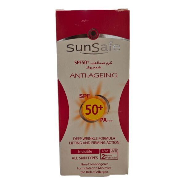 کرم ضد آفتاب SPF50 ضد چروک انواع پوست سان سیف 50گرم