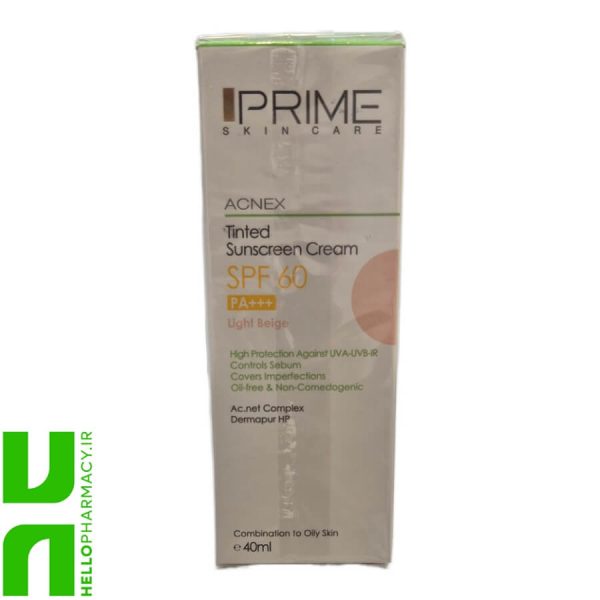 کرم ضد آفتاب SPF60 پوست چرب رنگی پرایم 40میلی لیتر
